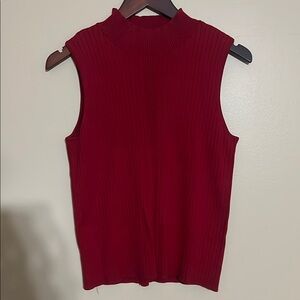 Sleeveless Red Ribbed Top